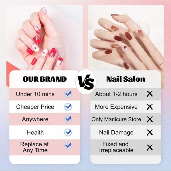 Christmas Short Press On/Glue Nails, 24pcs Square Fake Nails Full Cover Natural - Picture 6 of 11